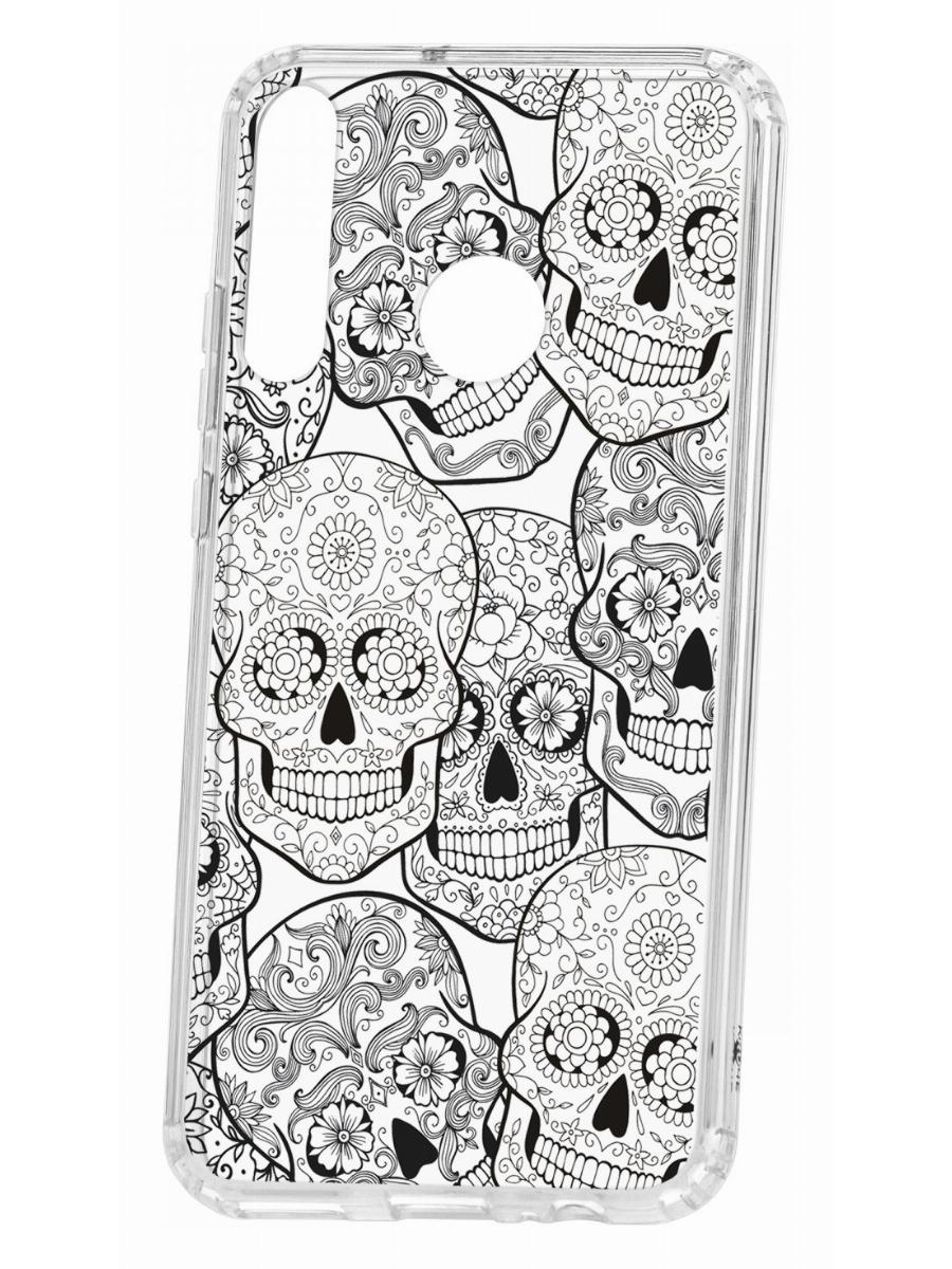 фото Чехол для huawei p40 lite e kruche print skull black кruче