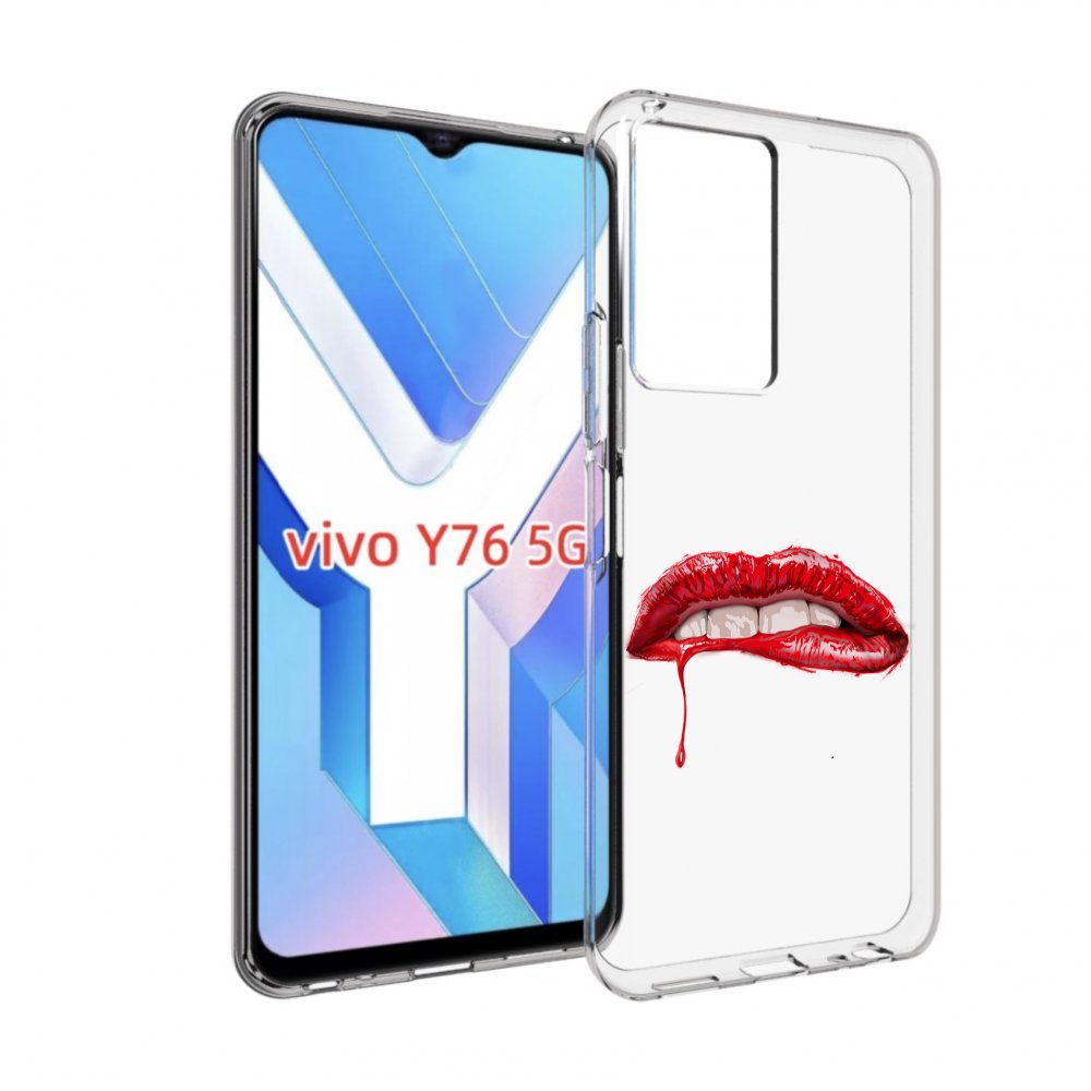 Чехол MyPads яркие красные губы для Vivo Y76 5G