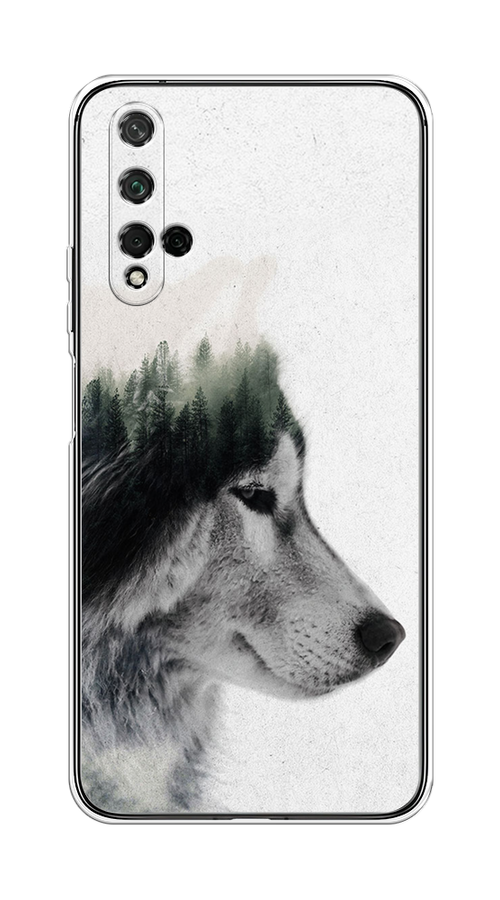 

Чехол на Honor 20/Huawei Nova 5T "Волк лес", Серый;белый, 69550-1