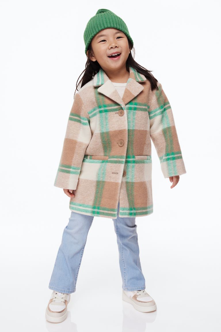 Пальто детское H&M 1120081, цвет бежевый/зеленый, размер 104 (доставка из-за рубежа)