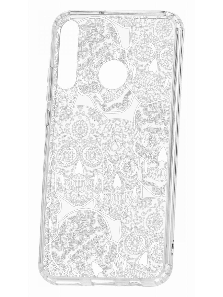 фото Чехол для huawei p40 lite e kruche print skull white кruче