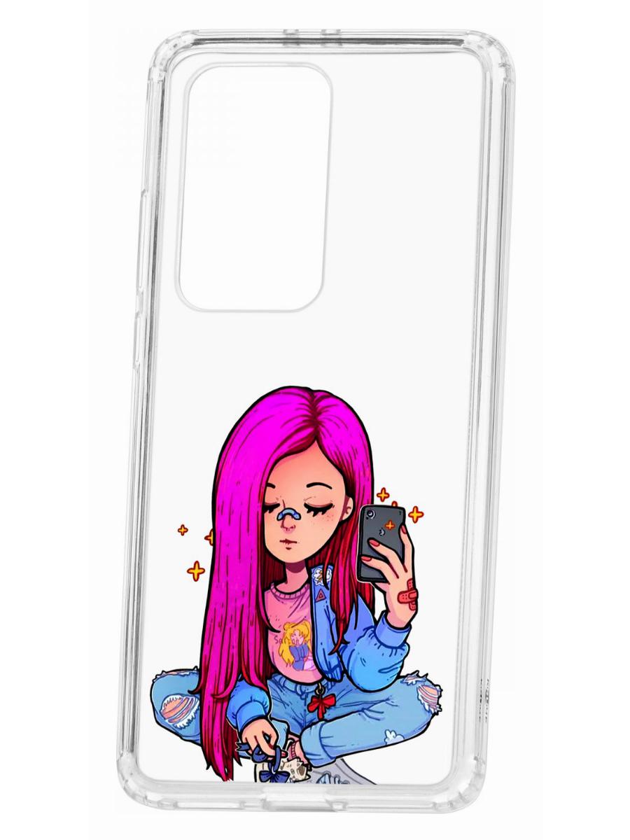 фото Чехол для huawei p40 pro+ kruche print pink hair кruче