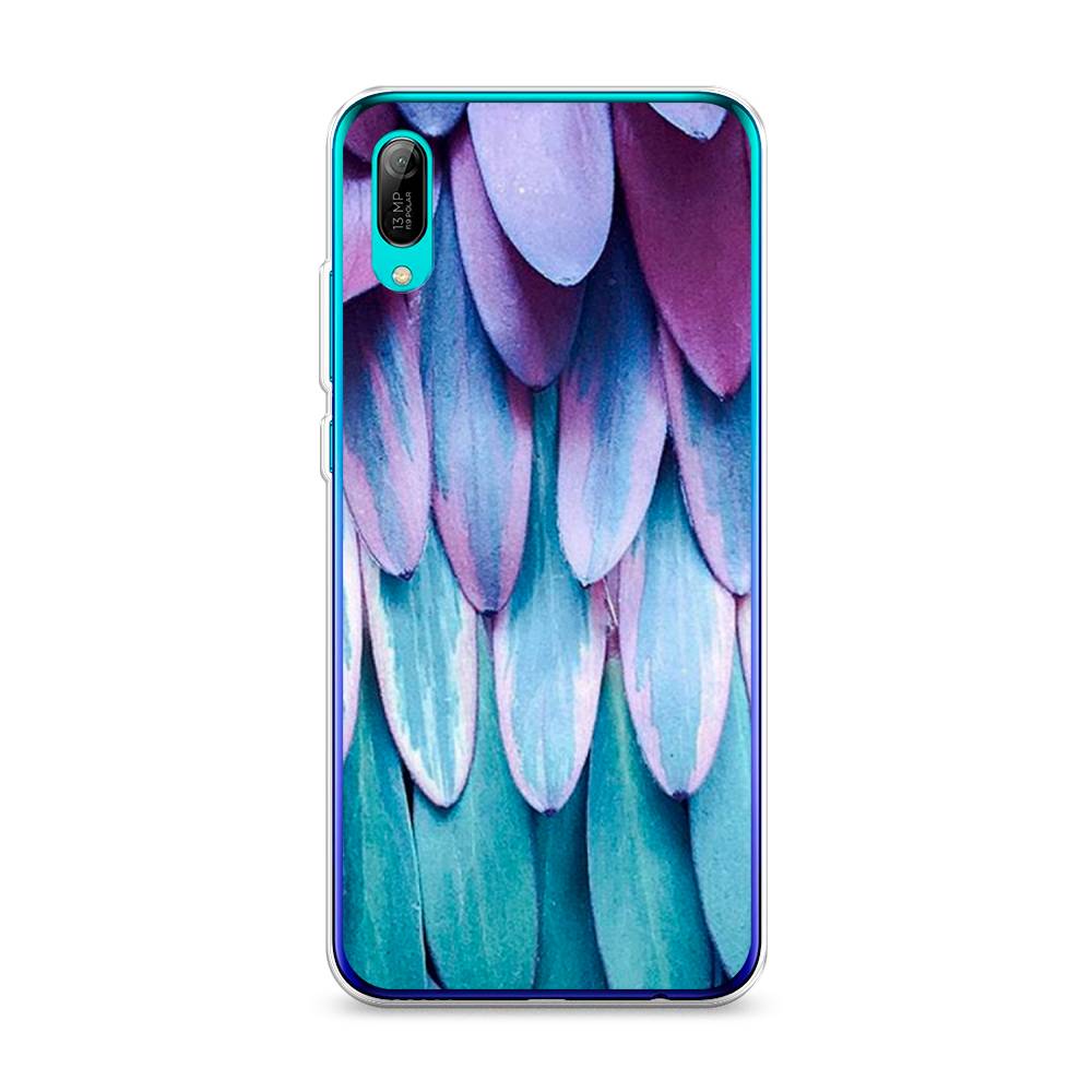 

Чехол на Huawei Y6 Pro 2019 "Синее перо", Фиолетовый;голубой, 68150-3