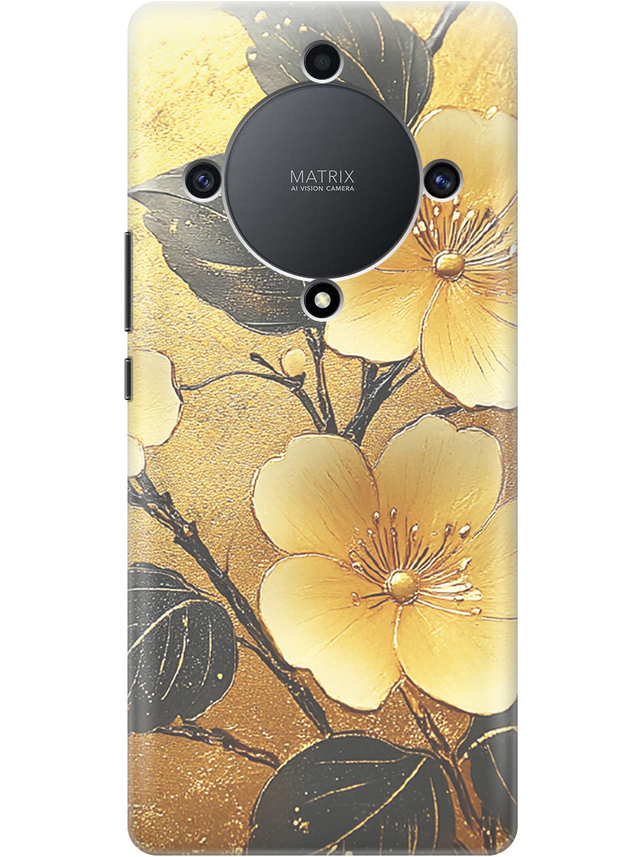 

Силиконовый чехол на Honor X9a / Magic5 Lite с принтом "Цветы и золото", Прозрачный;желтый;черный, 769394724
