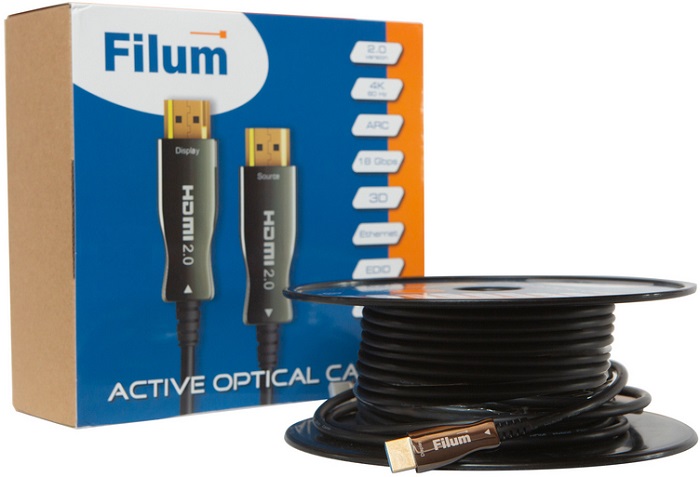 фото Кабель интерфейсный filum hdmi fl-aoc-hdmi2.0-10m