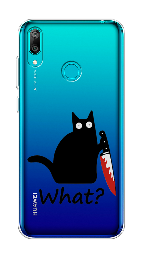 

Чехол на Huawei Y7 2019 "Котик с ножом", Черный;красный, 68450-6