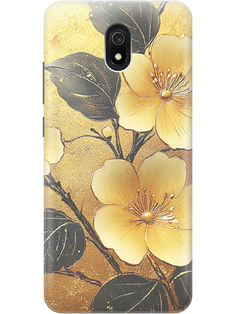 

Силиконовый чехол на Xiaomi Redmi 8A с принтом "Цветы и золото", Прозрачный;желтый;черный, 722188624