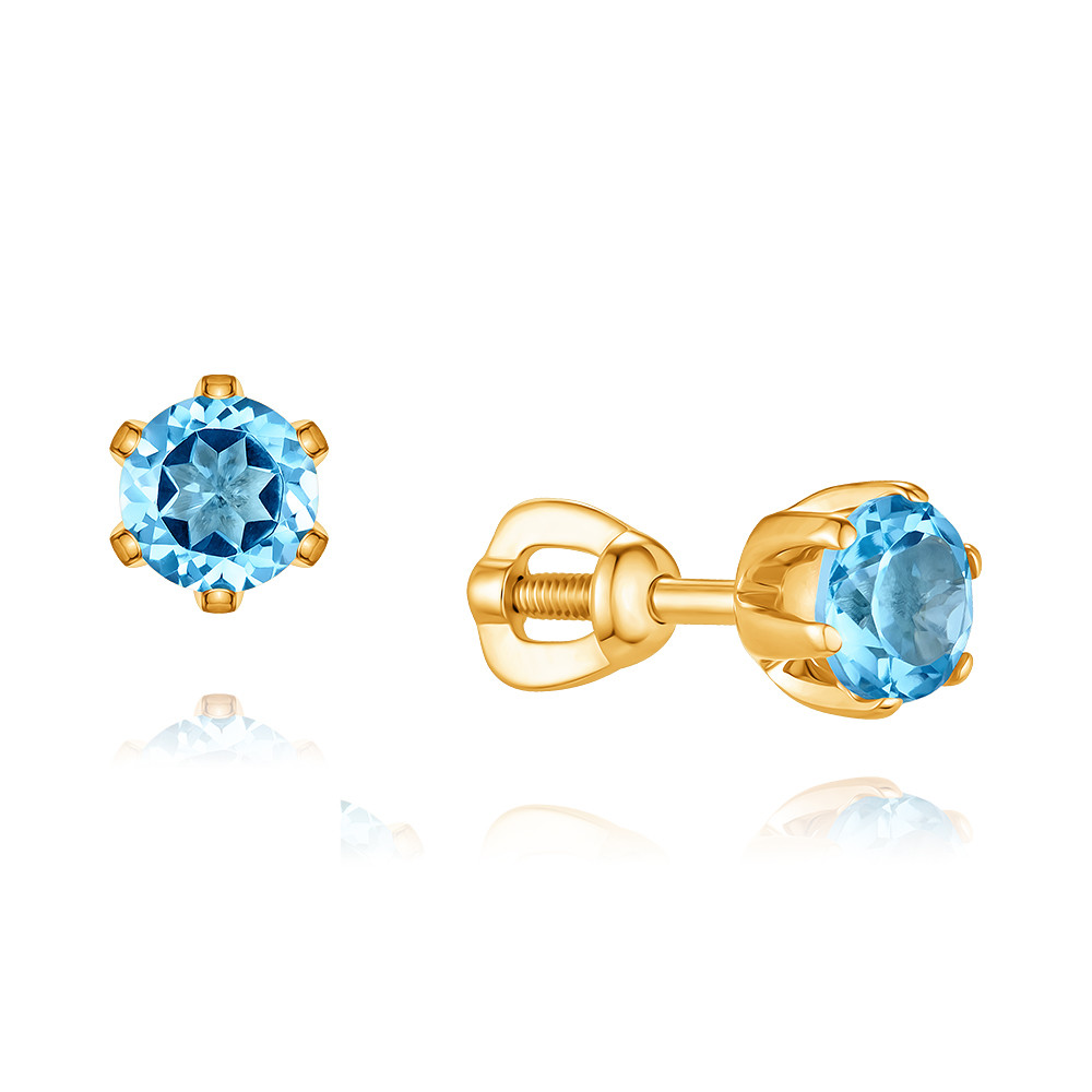 

Серьги пусеты из желтого золота ADAMAS 2116774/01-А55-659, топаз, 2116774/01-А55-659