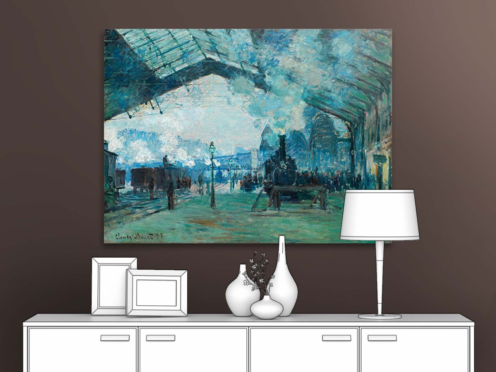 

Картина на холсте репродукция Клода Моне "Прибытие поезда Нормандии" 60х45 см, Прибытие поезда Нормандии, вокзал Сен-Лазар