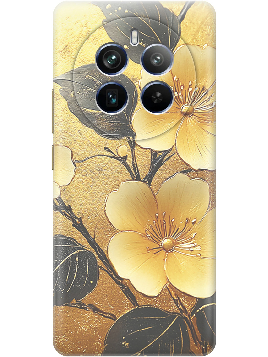 

Силиконовый чехол на Realme 12 Pro 5g / 12 Pro+ 5g с принтом "Цветы и золото", Прозрачный;желтый;черный, 782631824