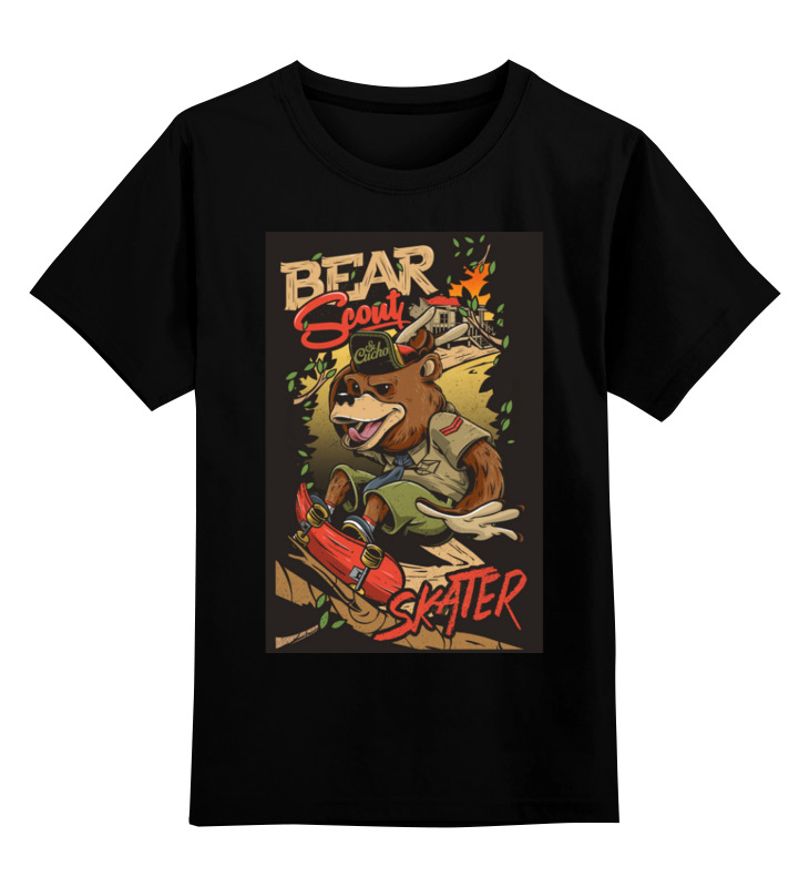 

Футболка детская Printio Bear skater цв. черный р. 140, Bear skater