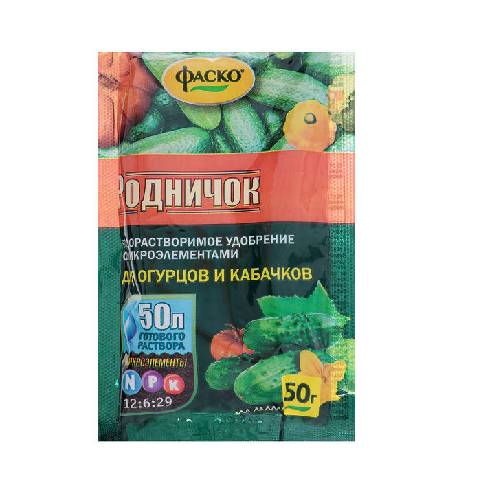 

Удобрение минеральное водорастворимое "Фаско", "Родничок", для огурцов, 50 г