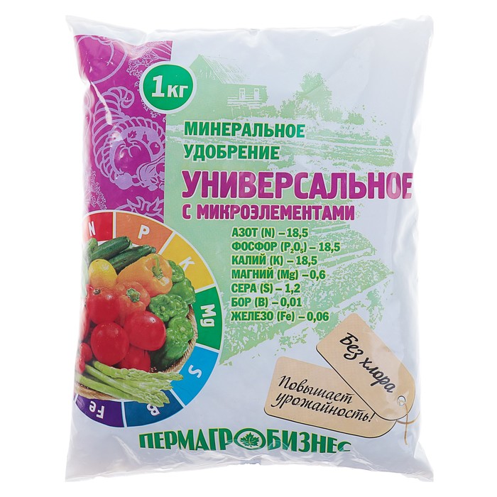 

Удобрение минеральное "Пермагробизнес", универсальное с микроэлементами, 1 кг