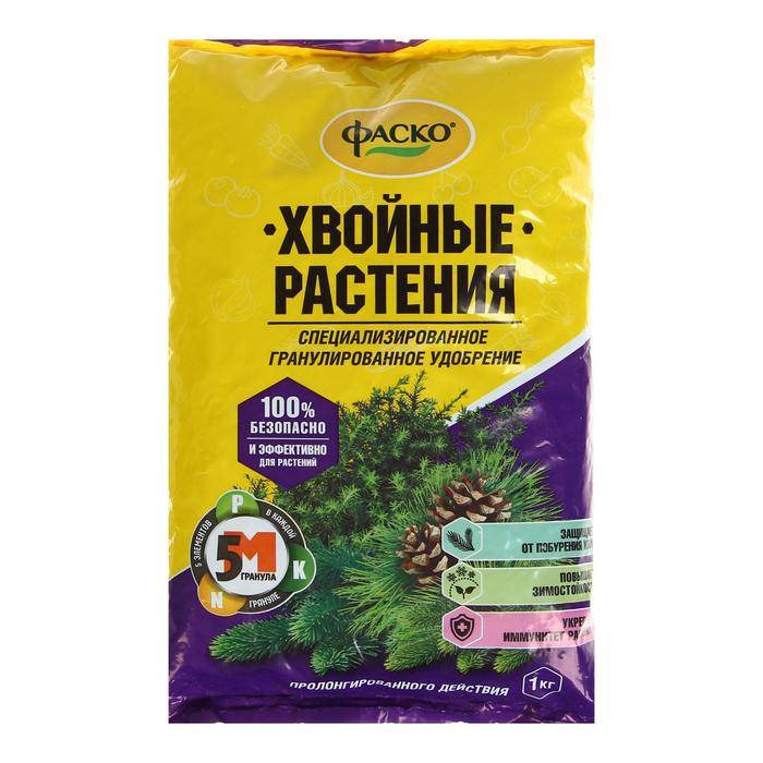 

Удобрение сухое Фаско 5М минеральное для Хвойных растений гранулированное 1 кг