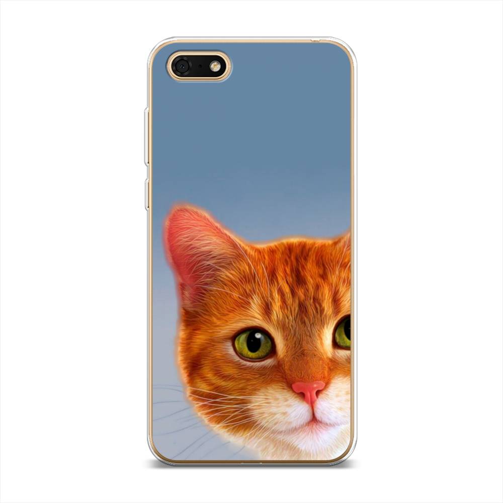 

Чехол на Huawei Honor 7A "Любопытный котик", Коричневый, 66350-1