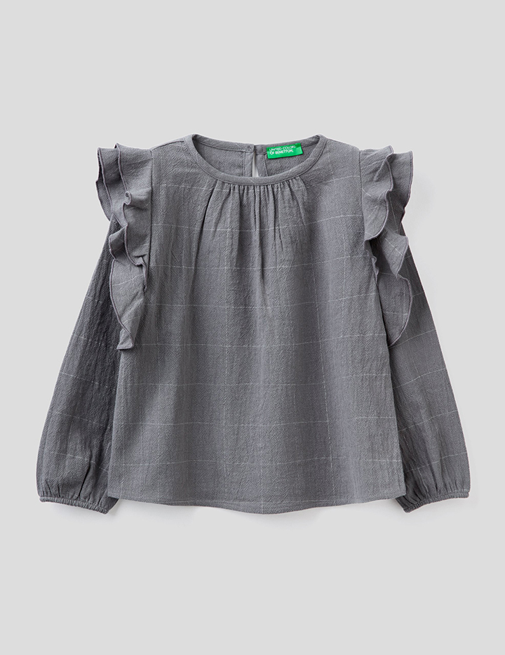 

Блузка для девочек Benetton цв. серый р.140, 21A_56KT5QL70