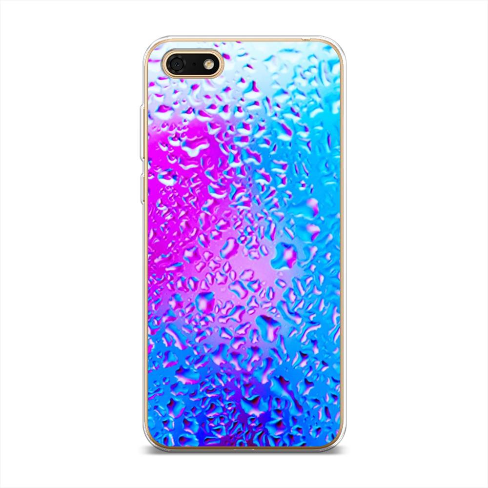 

Чехол на Huawei Honor 7A "Капли на стекле", Голубой;розовый, 66350-3