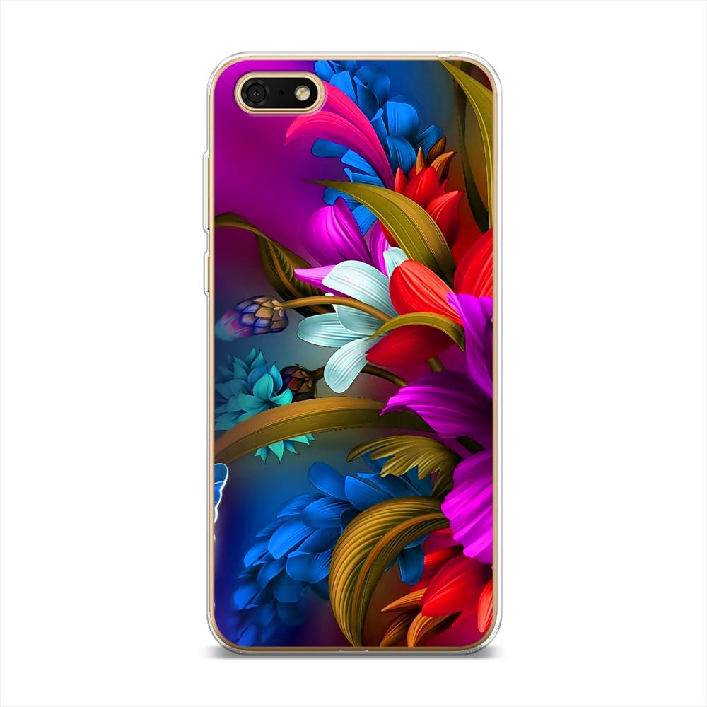 

Чехол на Huawei Honor 7A "Фантастические цветы", Фиолетовый;красный;синий, 66350-2