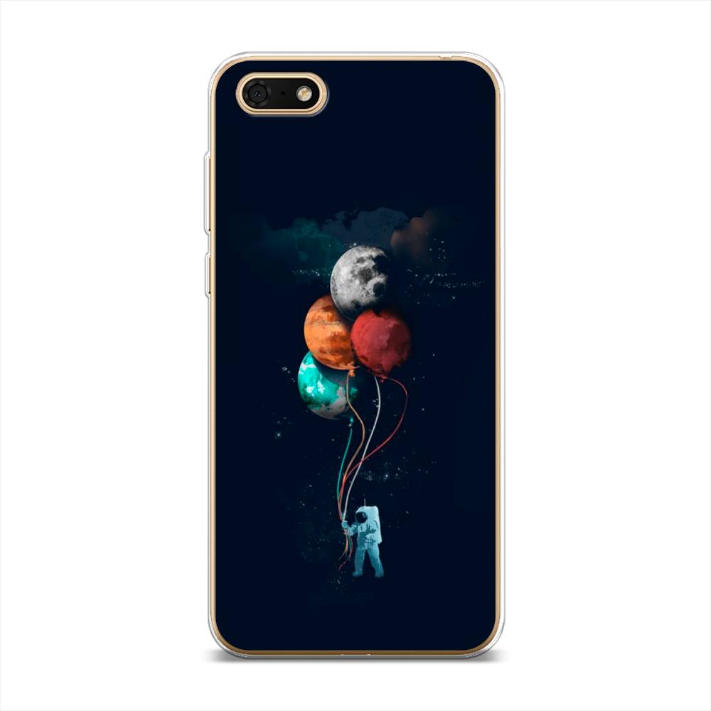 

Чехол на Huawei Honor 7A "Космонавт с шариками", Разноцветный, 66350-4