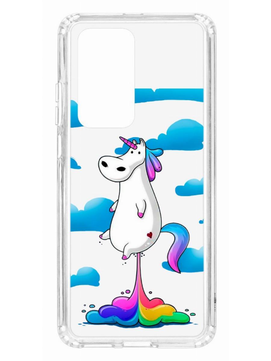 фото Чехол для huawei p40 pro kruche print flying unicorn кruче