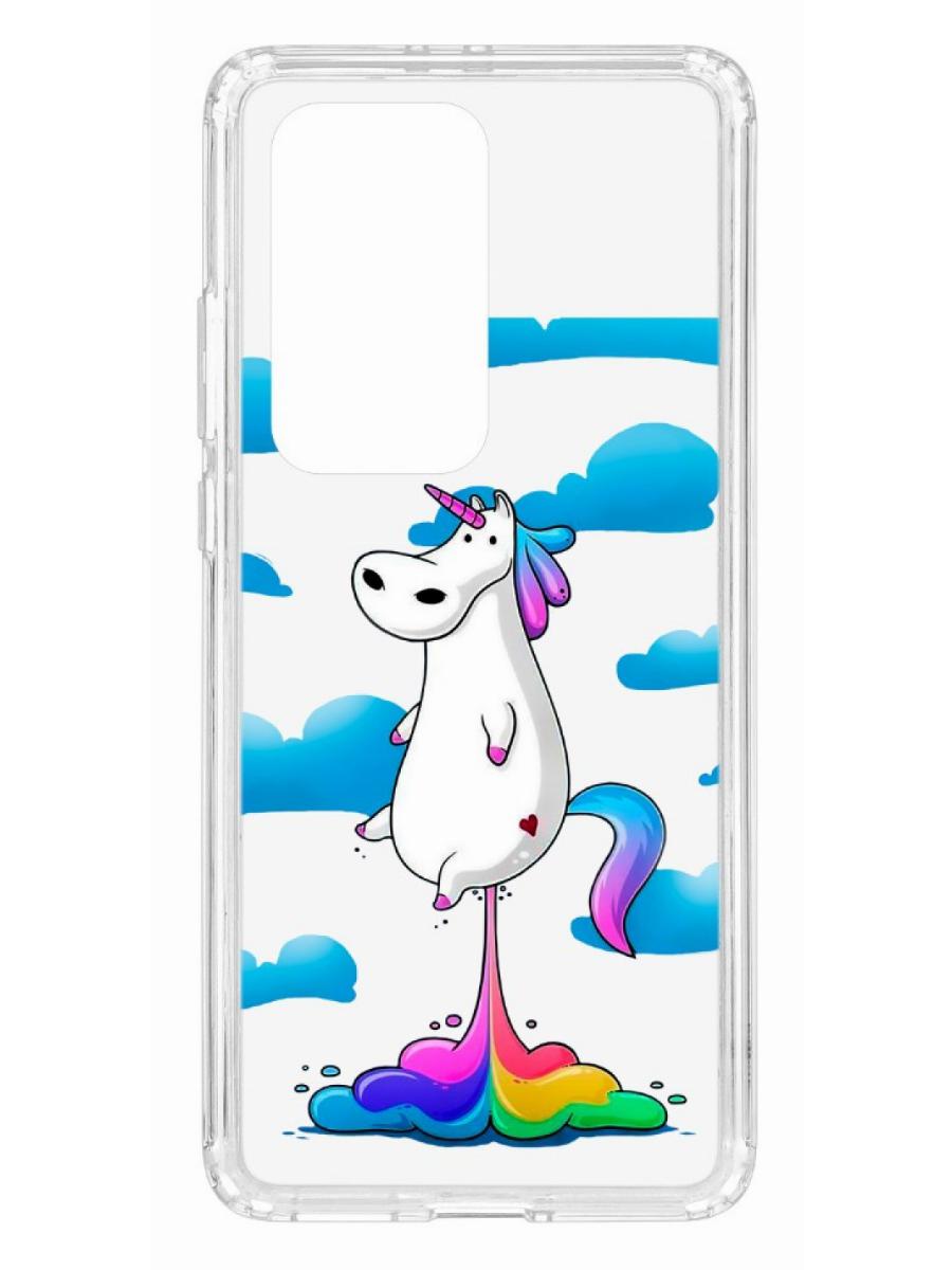 фото Чехол для huawei p40 pro+ kruche print flying unicorn кruче