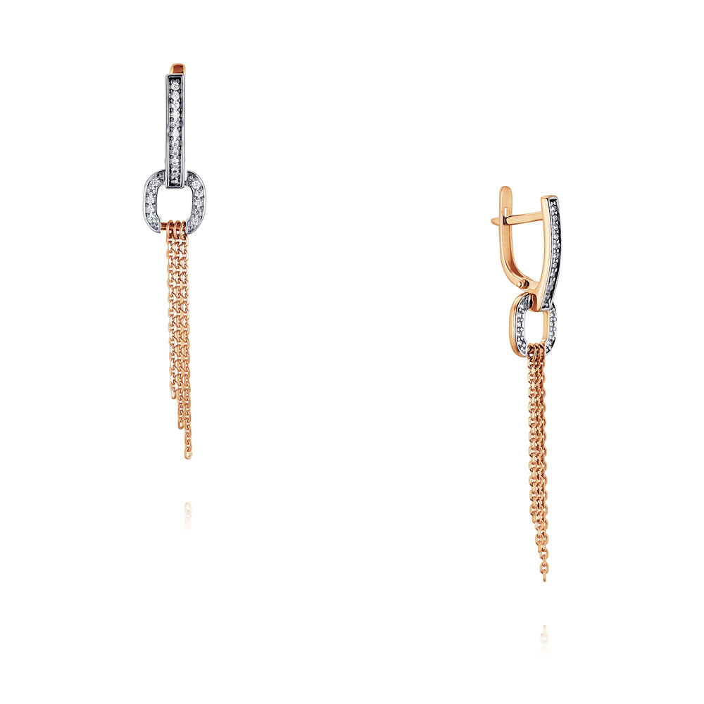 

Серьги подвески из красного золота ADAMAS 24041606/01-А50Д-72, фианит, 24041606/01-А50Д-72