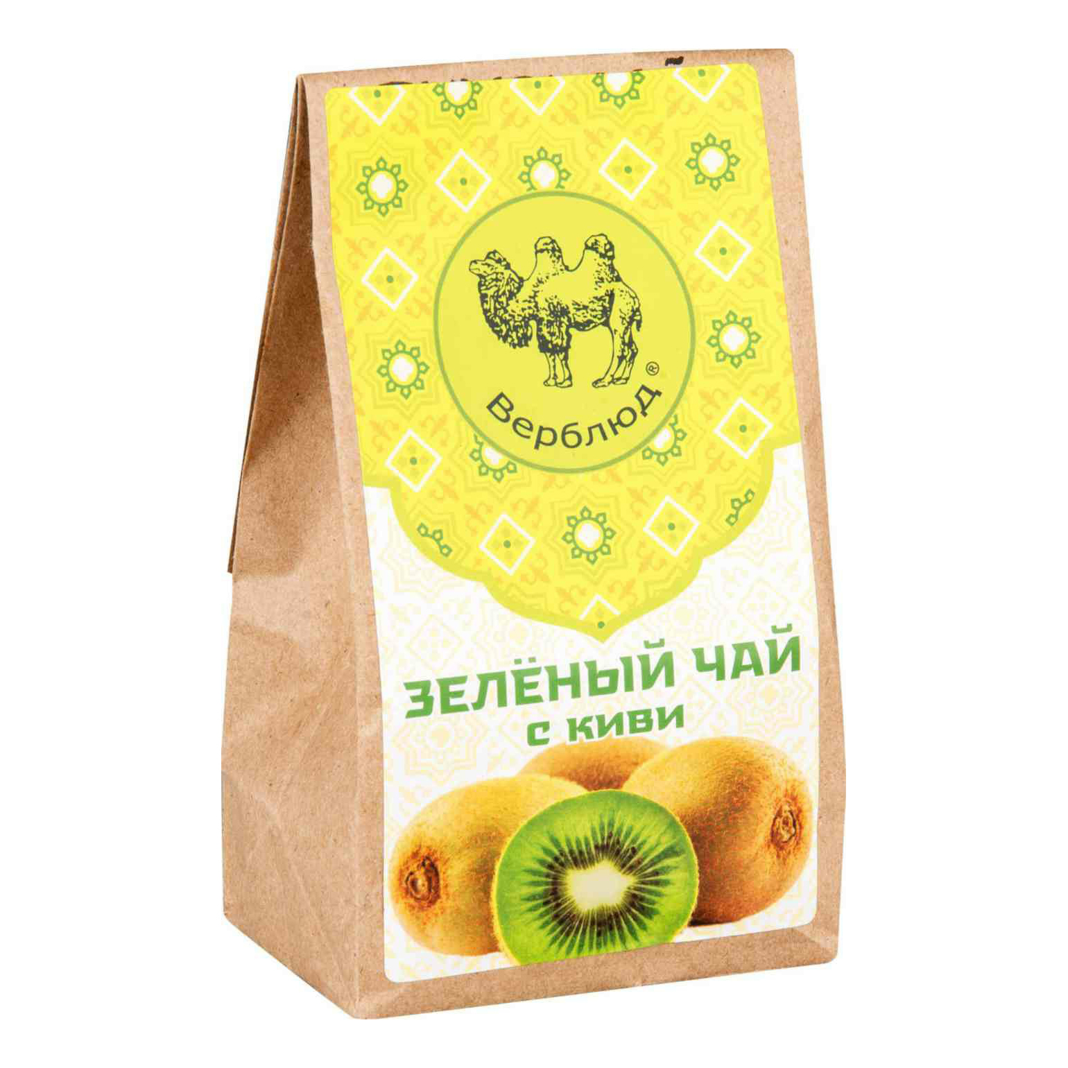 

Чай зеленый Верблюд с киви листовой +-80 г