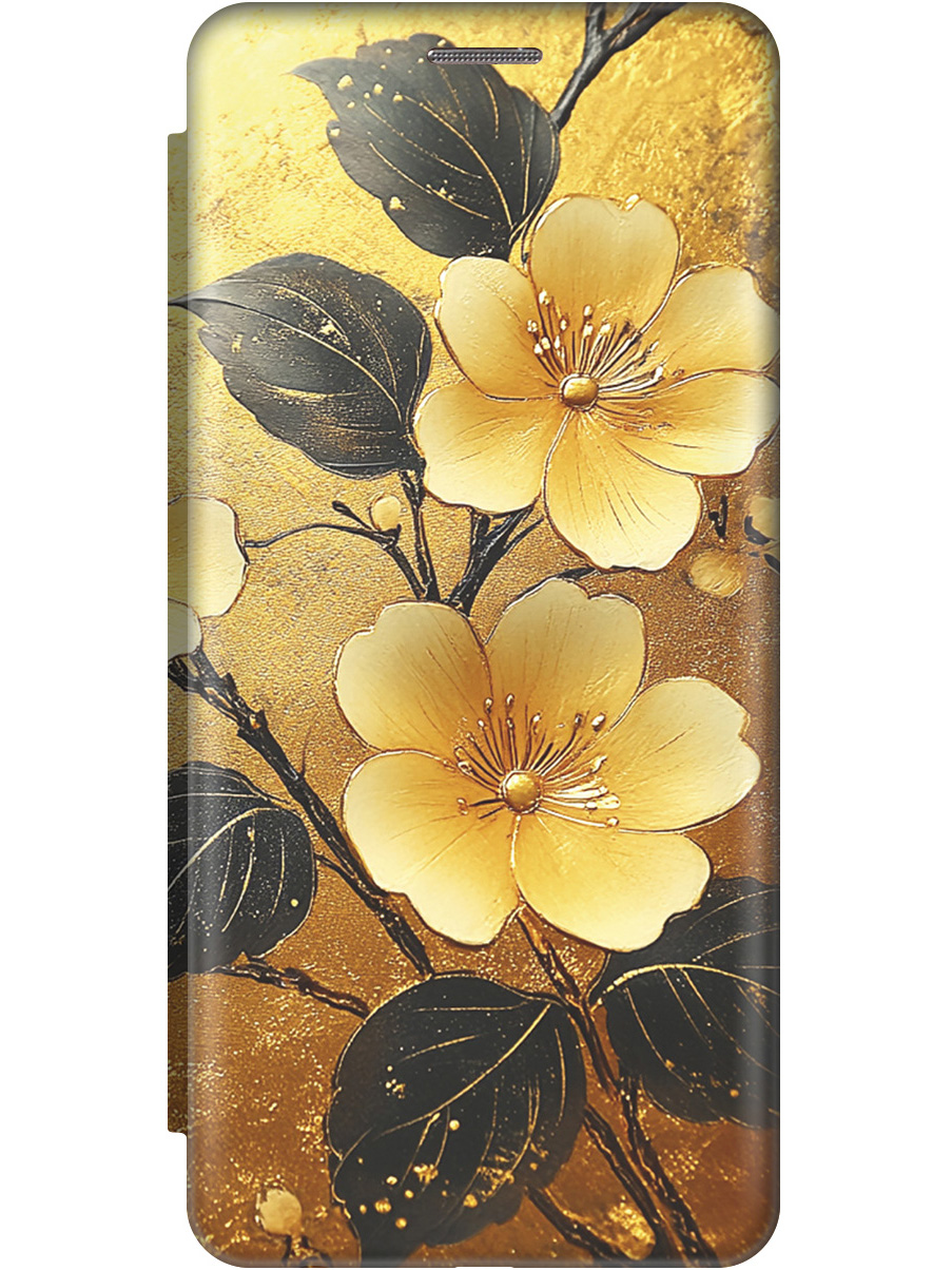 

Чехол-книжка на Xiaomi Mi 10 с принтом "Цветы и золото" золотой, Золотистый;желтый;черный, 722821124