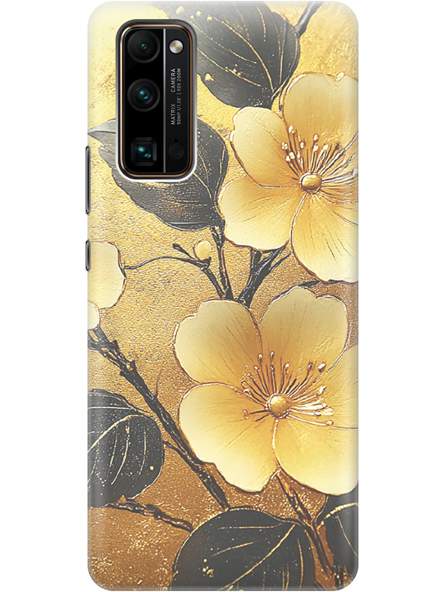 

Силиконовый чехол на Honor 30 Pro+ с принтом "Цветы и золото", Прозрачный;желтый;черный, 722945924