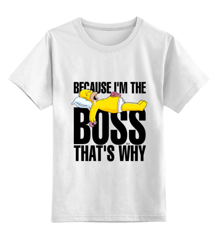 

Футболка детская Printio Because i'm the boss цв. белый р. 128, Because i'm the boss