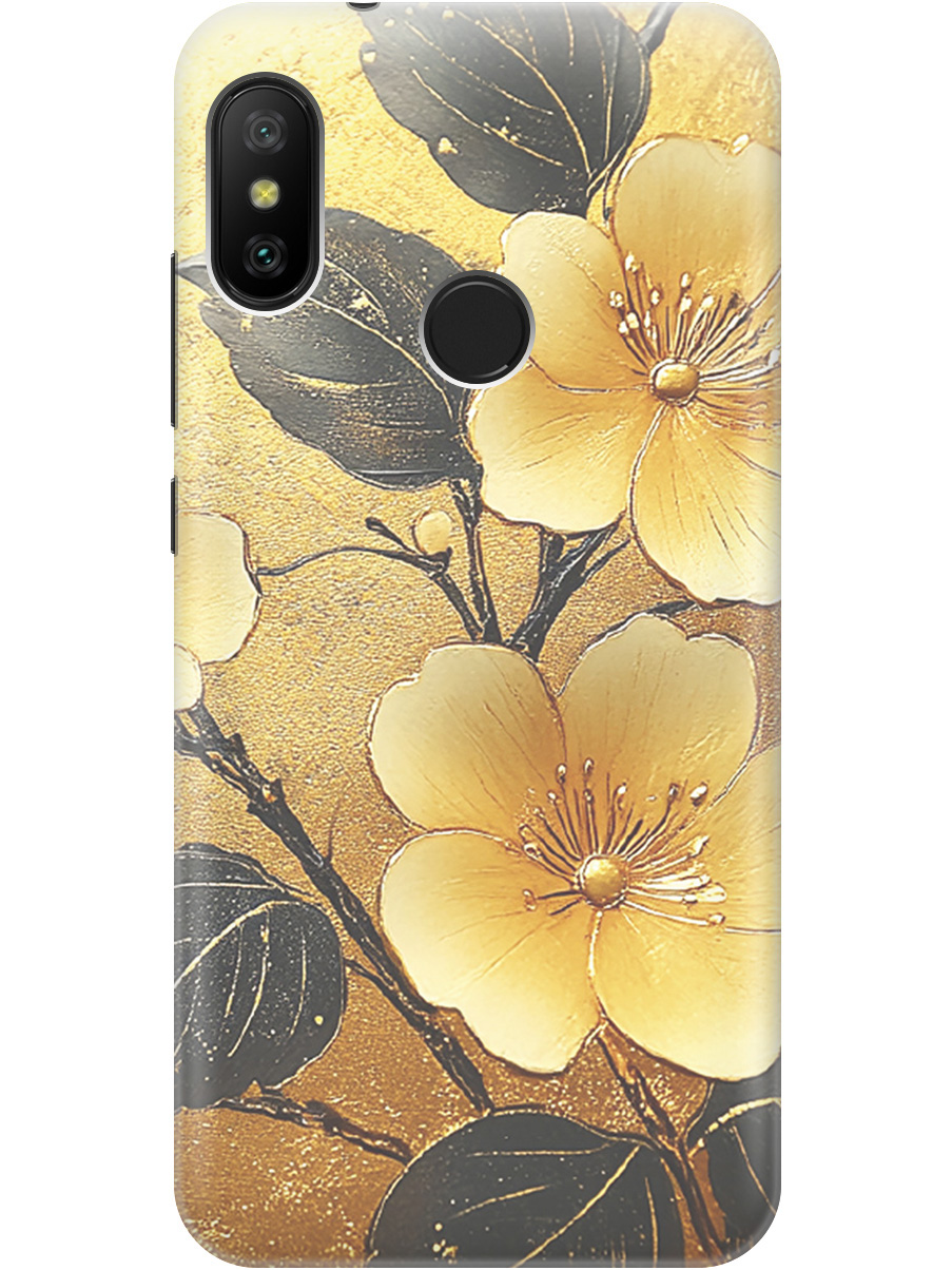 

Силиконовый чехол на Xiaomi Mi A2 Lite / Redmi 6 Pro с принтом "Цветы и золото", Прозрачный;желтый;черный, 718586924