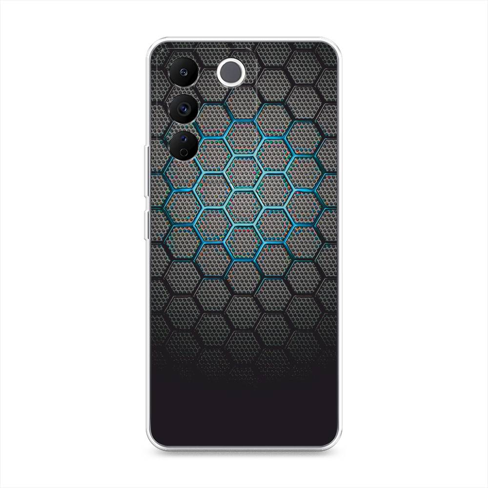 

Силиконовый чехол "Бирюзовые соты" на Vivo V27e, Черный