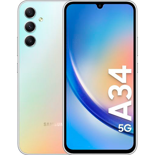 

Смартфон Samsung Galaxy A34 8/256Гб, Потрясающее серебро, Galaxy A34