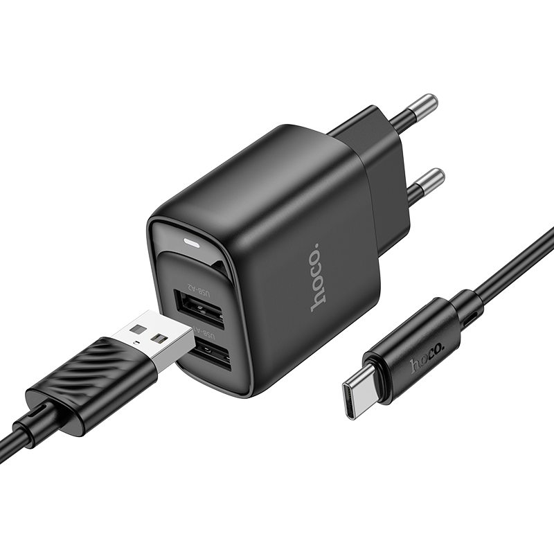 Сетевое зарядное устройство Hoco C141A lightning - usb type-c 2xUSB 3 А белый