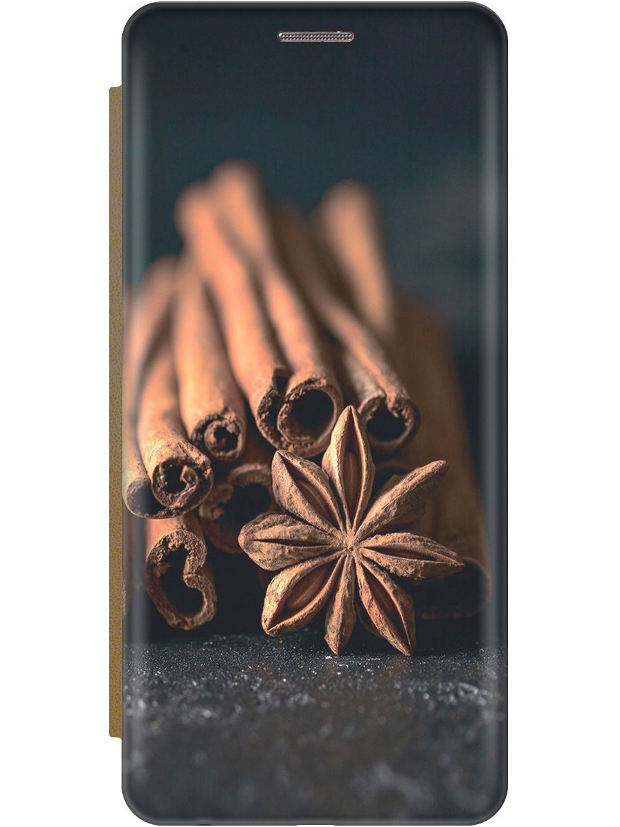 

Чехол-книжка на Samsung Galaxy J4 (2018) "Корица" золотистый, Коричневый;серый, 9723