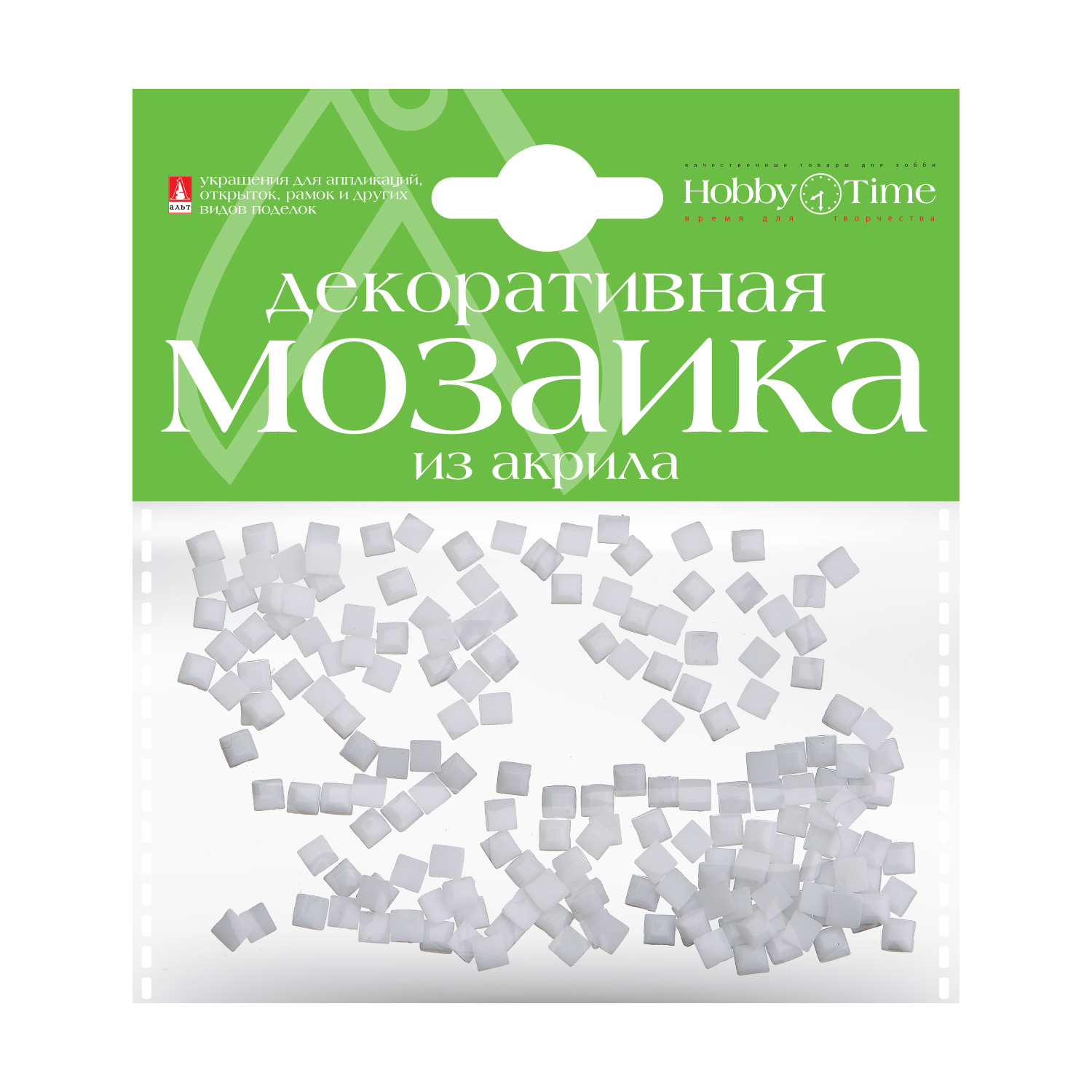 фото Мозаика декоративная из акрила 4х4 мм,200 шт., белый hobbytime