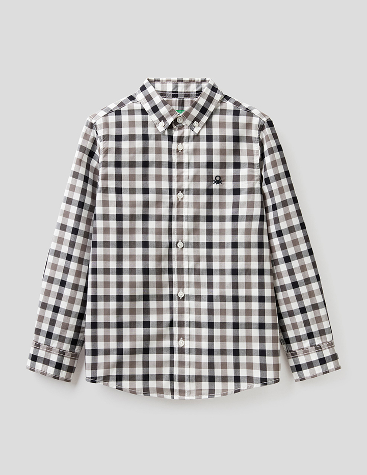 

Рубашка для мальчиков Benetton цв. белый; черный р.128, 21A_5DU65QHT0