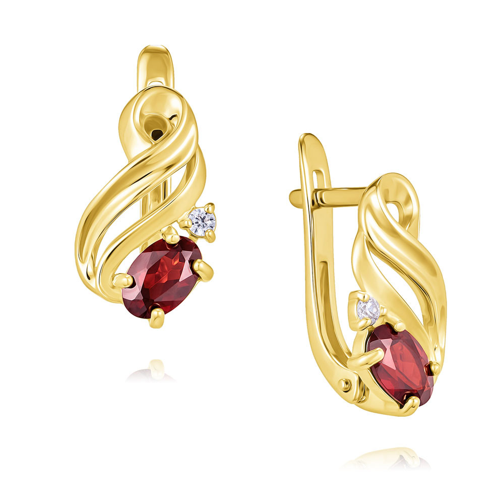 

Серьги из желтого золота ADAMAS 2424074/01-А55-655, гранат/фианит, 2424074/01-А55-655