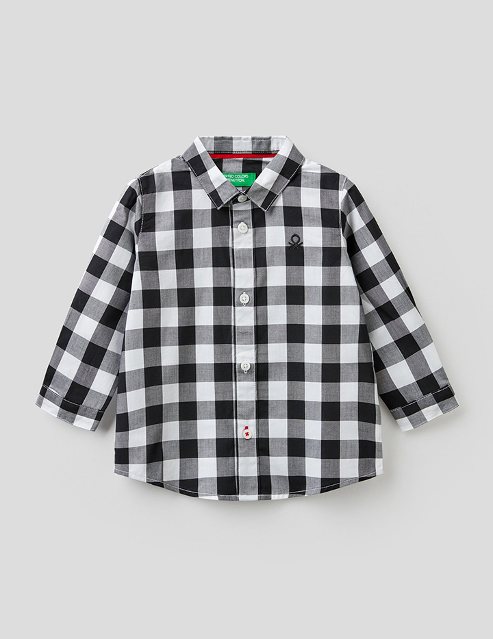 

Рубашка для мальчиков Benetton цв. белый; черный р.98, 21A_5DU65QHX0