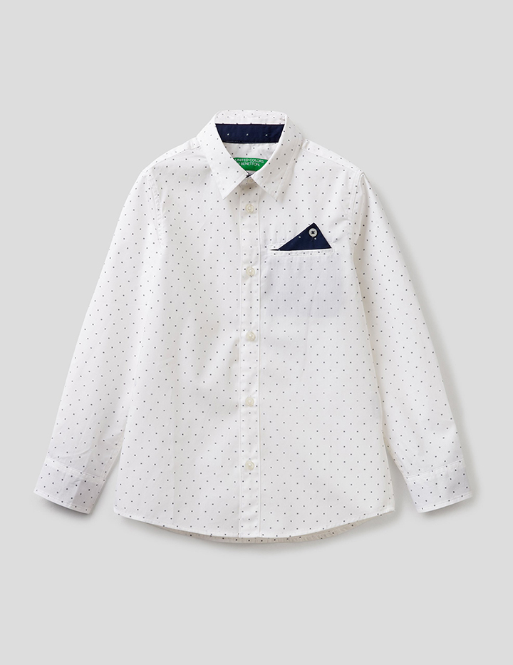 

Рубашка для мальчиков Benetton цв. белый р.140, 21A_5JZ05QKN0