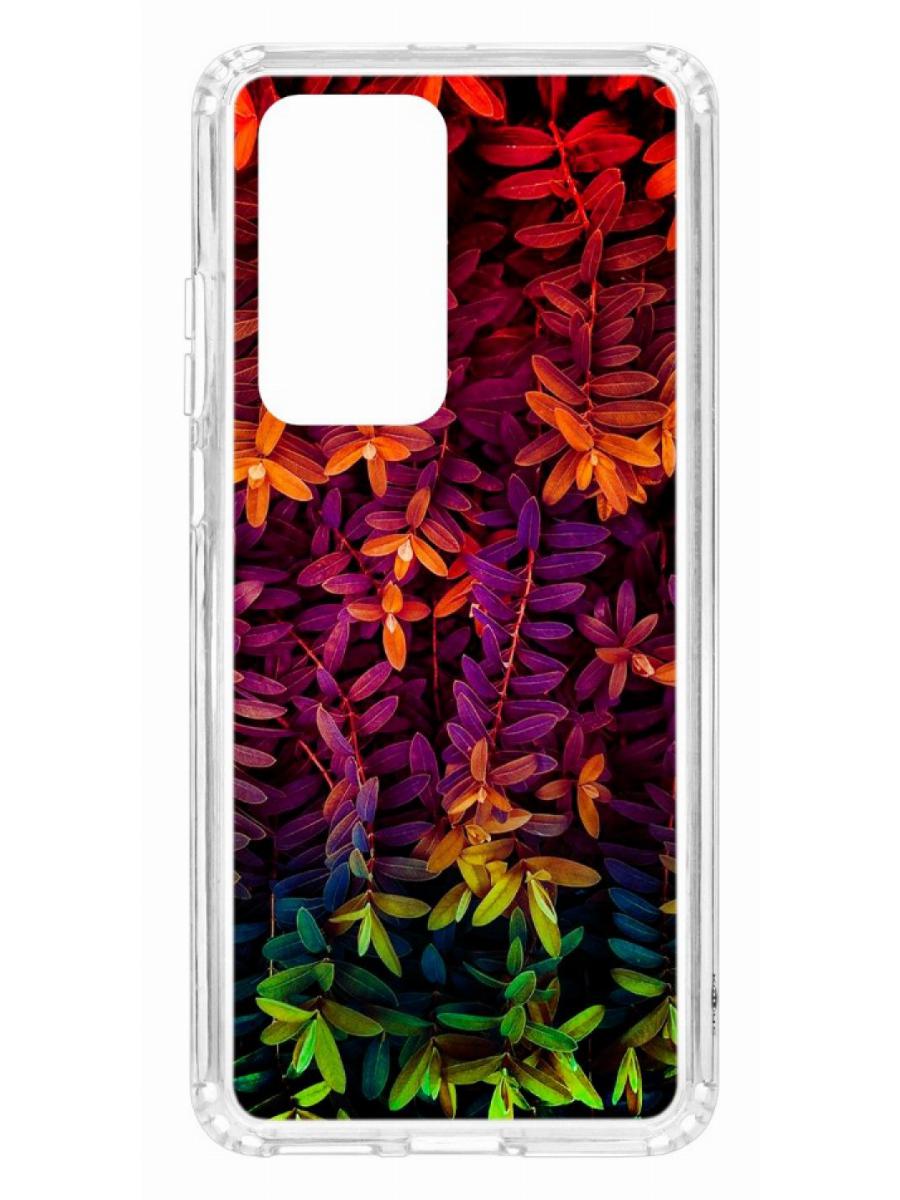 фото Чехол для huawei p40 pro kruche print neon leaves кruче