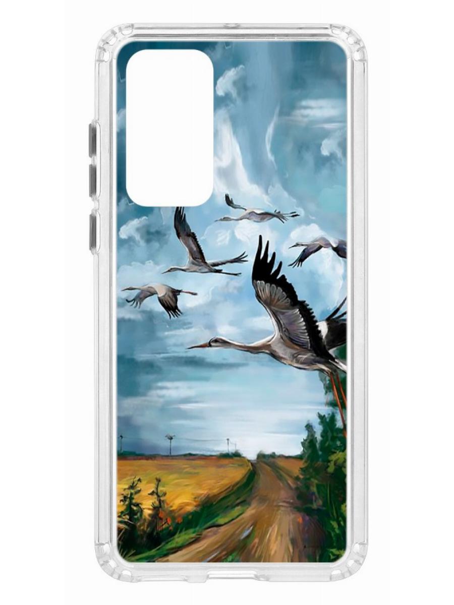 

Чехол для Huawei P40 Kruche Print Журавли, Прозрачный;разноцветный