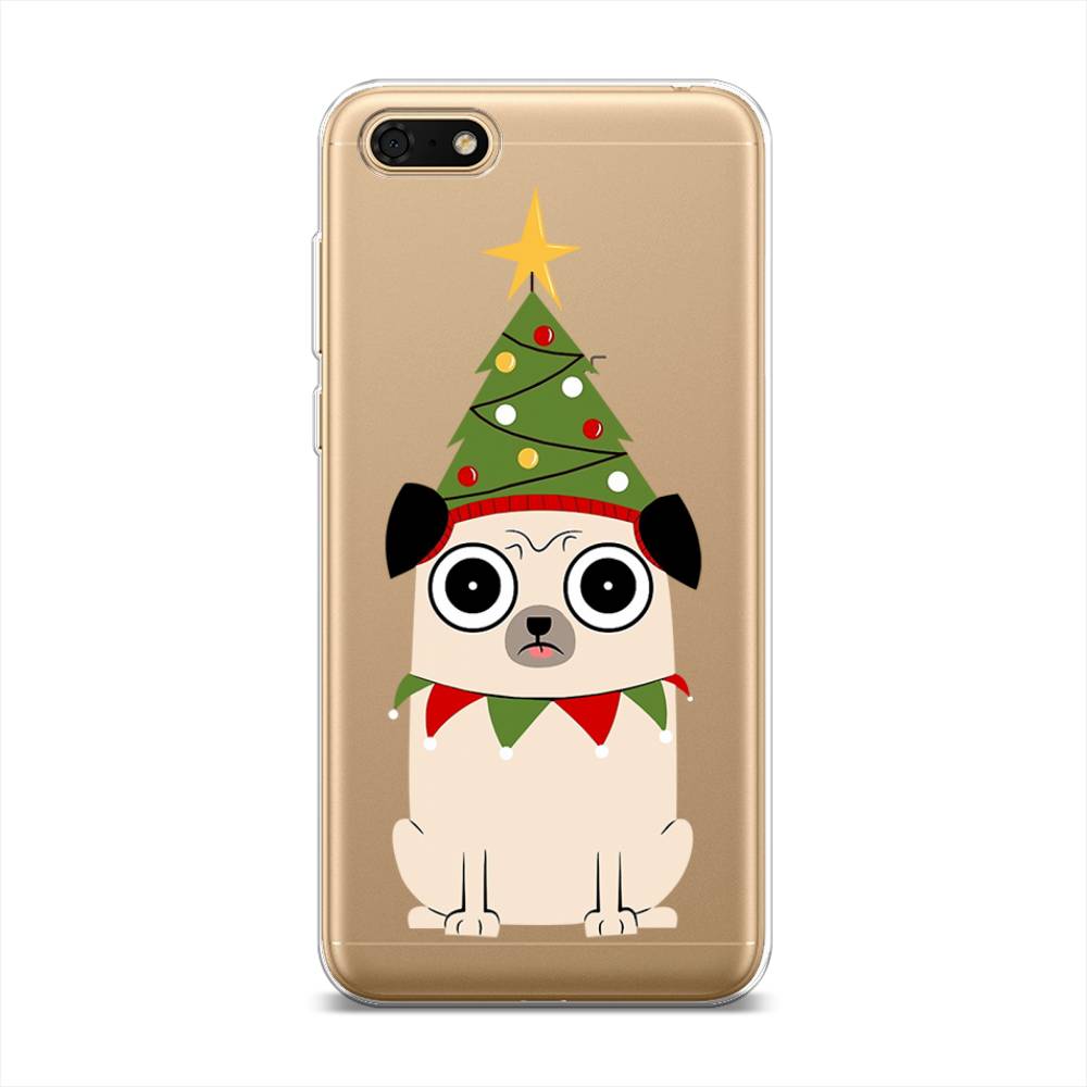 

Чехол на Huawei Honor 7A "Собачка с ёлочкой", Бежевый;красный;зеленый, 66350-1