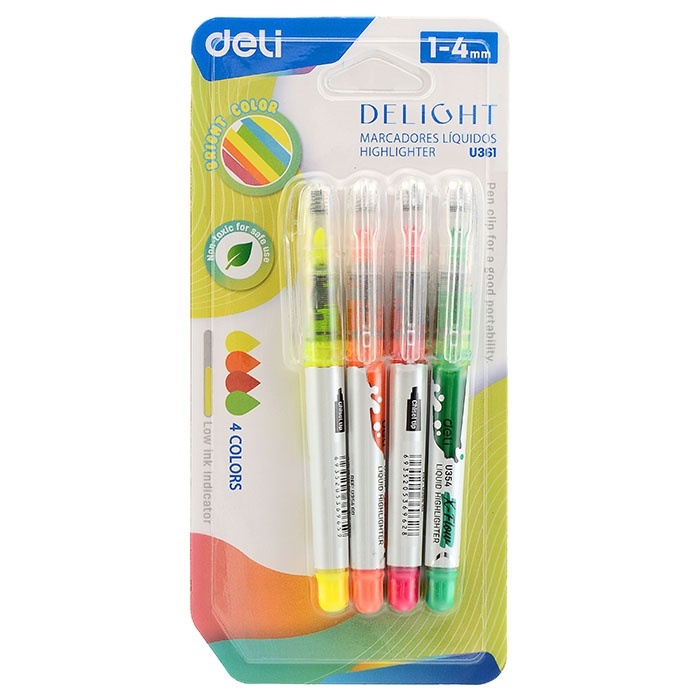 

Deli скошенный пишущий наконечник 1-5 мм, 4 цвета, Зеленый;оранжевый;желтый;розовый
