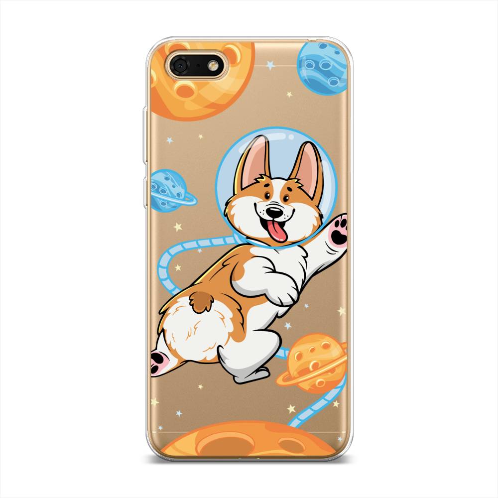 

Чехол на Huawei Honor 7A "Корги-космонавт", Голубой;бежевый;белый, 66350-1