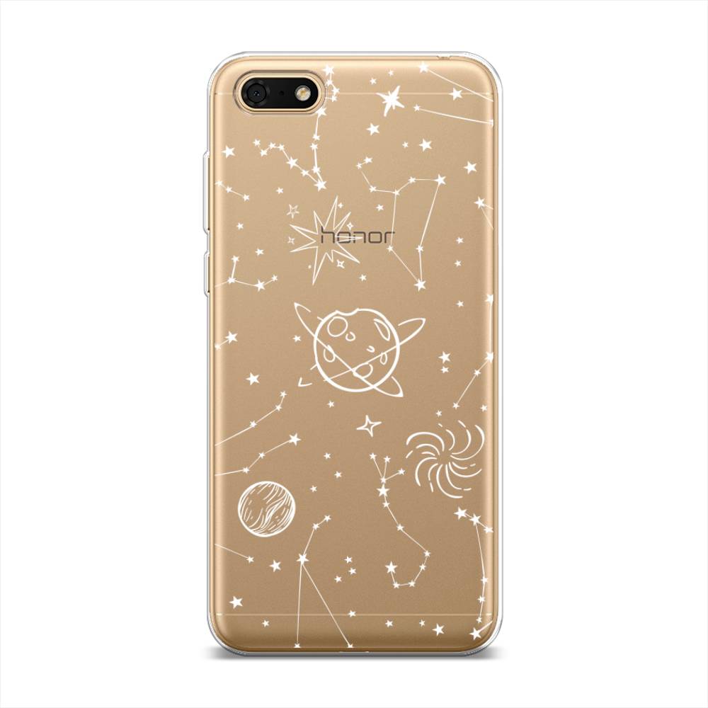 

Чехол на Huawei Honor 7A "Планеты в космосе", Белый, 65950-2