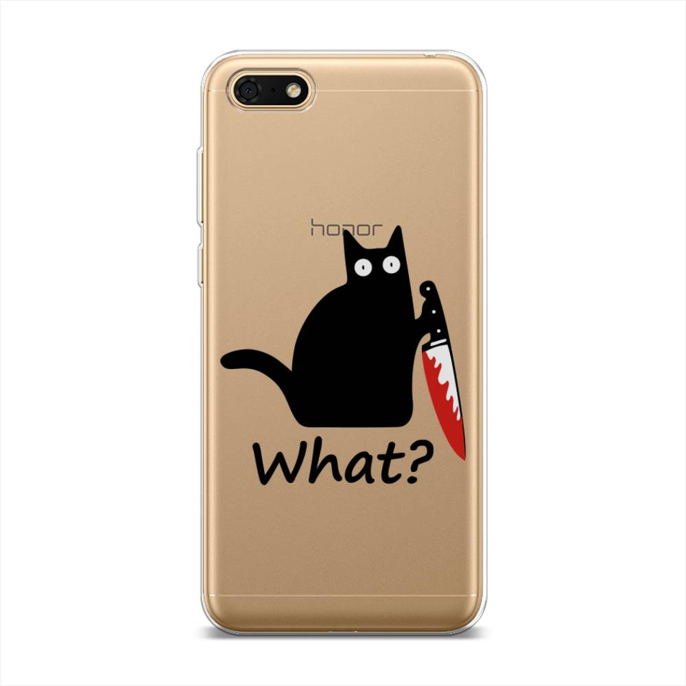 

Чехол на Huawei Honor 7A "Котик с ножом", Черный;красный, 65950-6