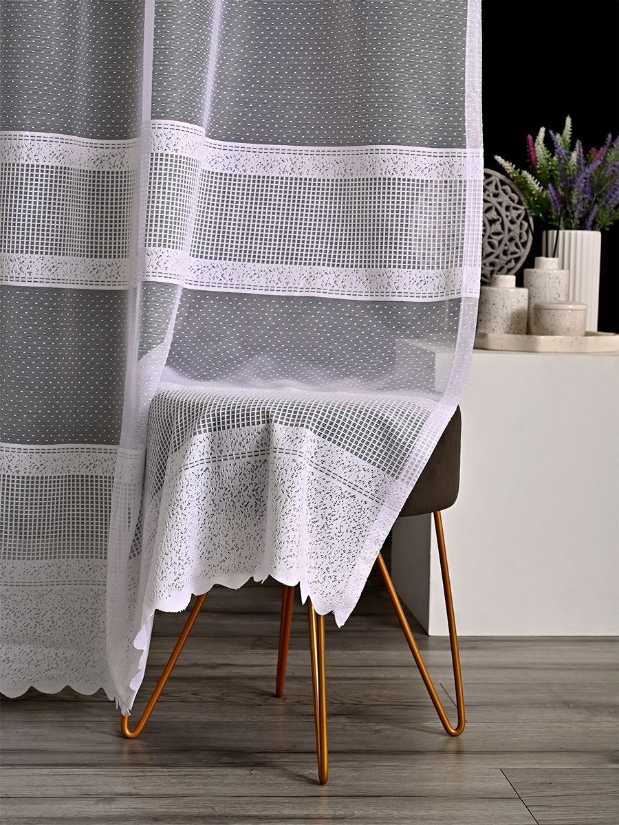 

Однотонный тюль жаккард с горизонтальными полосками 500x250 см на шторной ленте, 5772