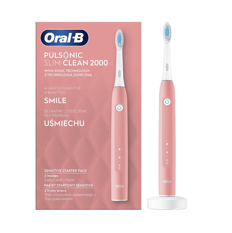 Электрическая зубная щетка Oral-B Pulsonic Slim Clean 2000 розовая электрическая зубная щетка braun oral b pro 700 sensi clean