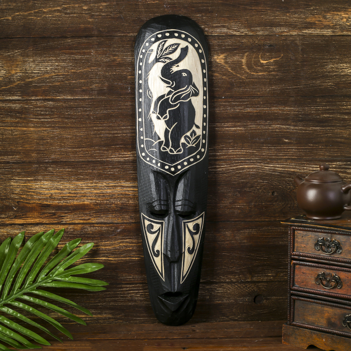 

Маска настенная дерево "Абориген со стоящим слоном" 3х12х50 см, Indonesian style
